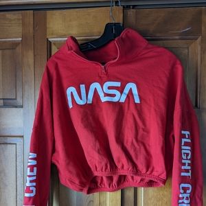 Red NASA crop quarter zip